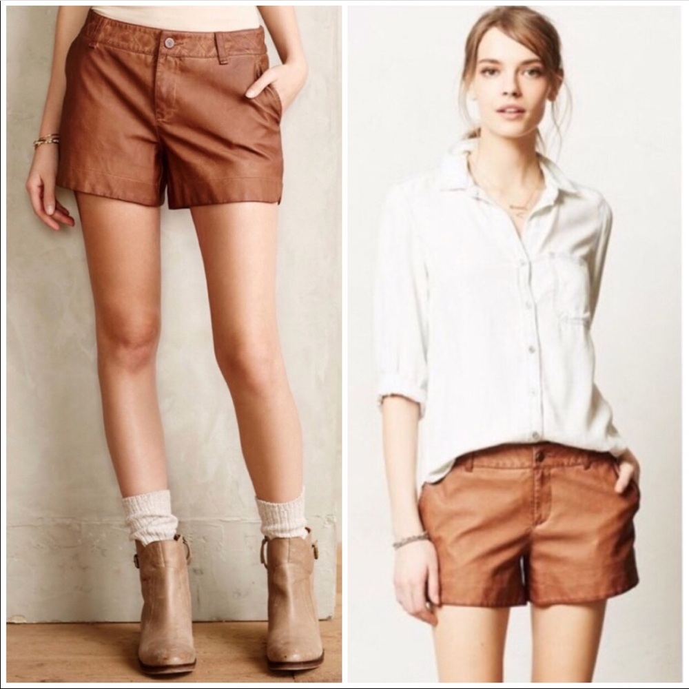 ANTHROPOLOGIE vegan leather mid rise shorts